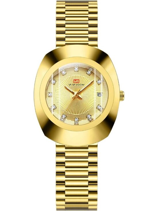 Women\'s Gold Casual Stainless Steel Oval Style Waterproof Quartz Wrist Watch main image 4